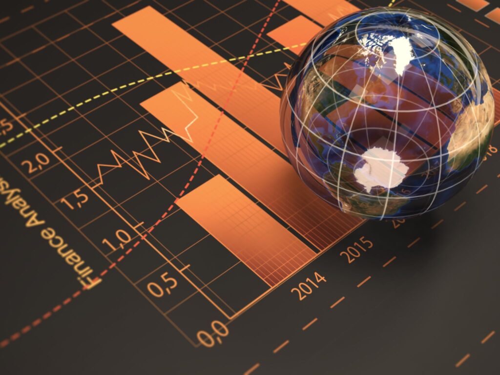 Global financial analysis graph symbolising flexible loan solutions